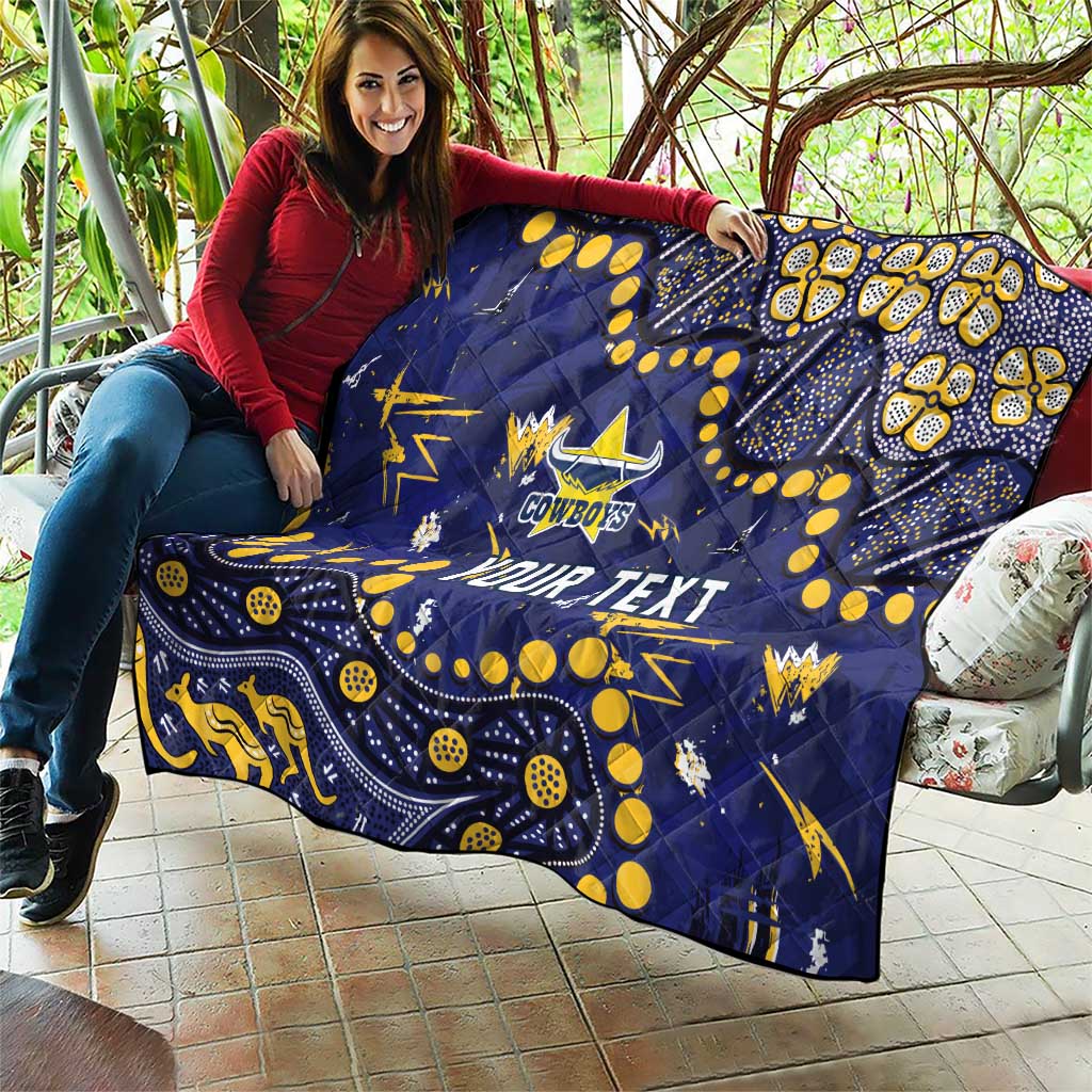Personalized North Queensland Cowboys Quilt Aboriginal Pattern with Graffiti Style Design
