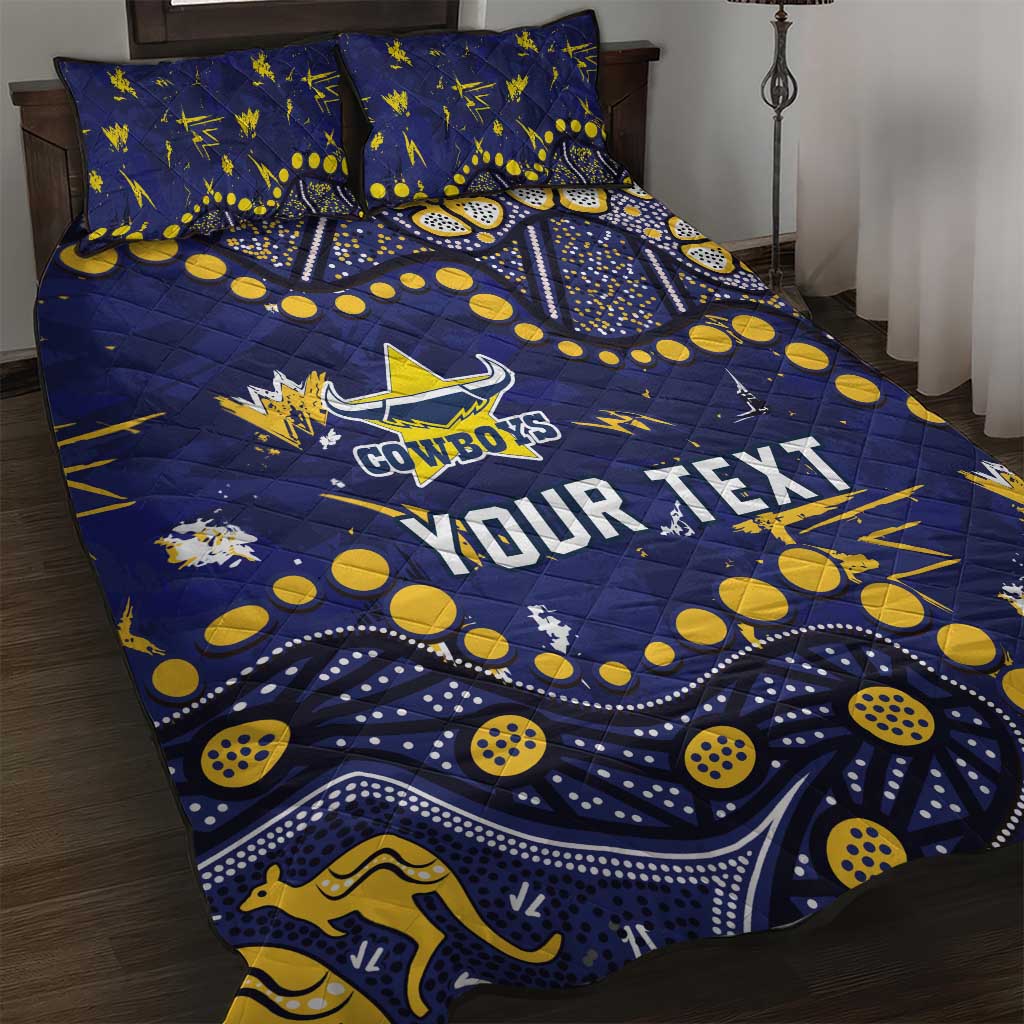 Personalized North Queensland Cowboys Quilt Bed Set Aboriginal Pattern with Graffiti Style Design