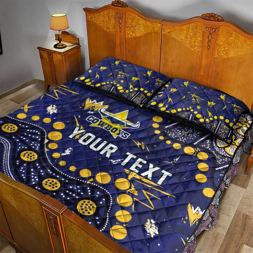 Personalized North Queensland Cowboys Quilt Bed Set Aboriginal Pattern with Graffiti Style Design
