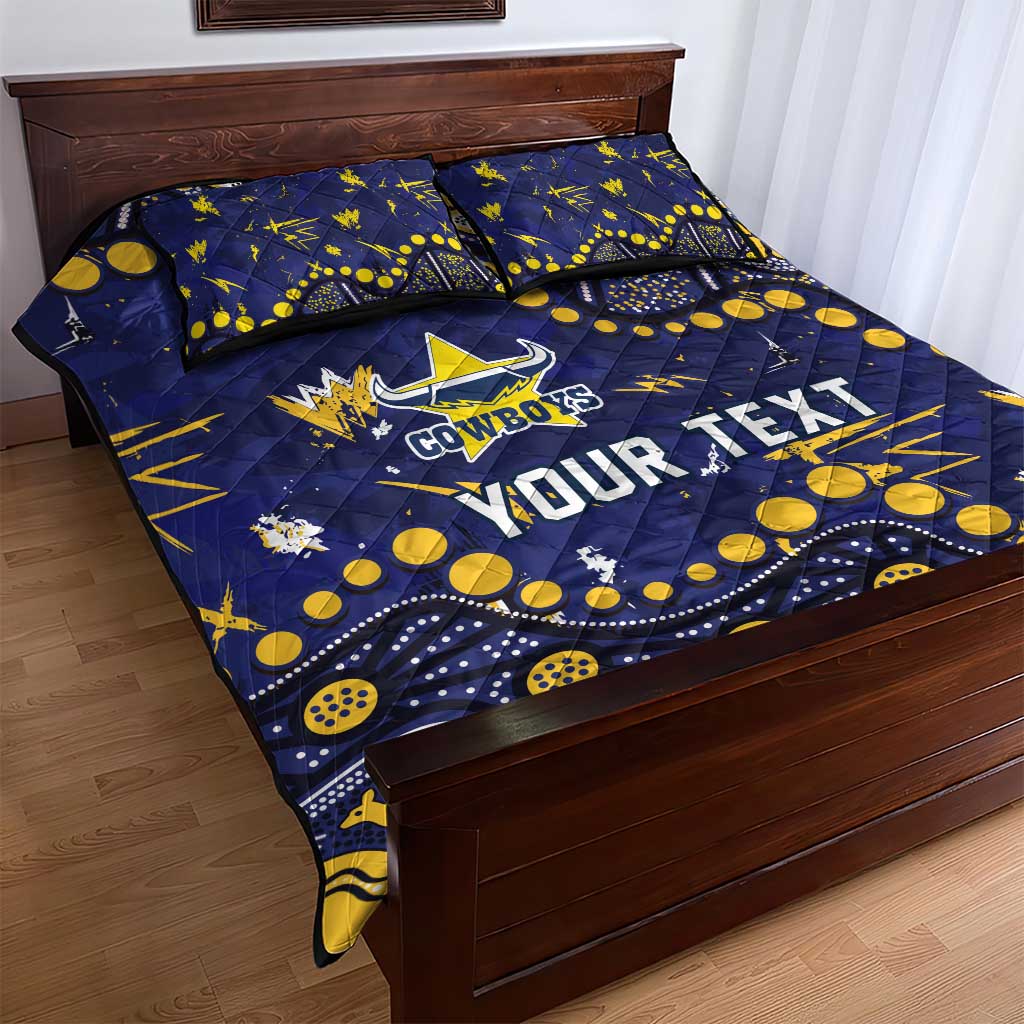 Personalized North Queensland Cowboys Quilt Bed Set Aboriginal Pattern with Graffiti Style Design