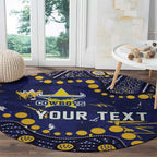 Personalized North Queensland Cowboys Round Carpet Aboriginal Pattern with Graffiti Style Design