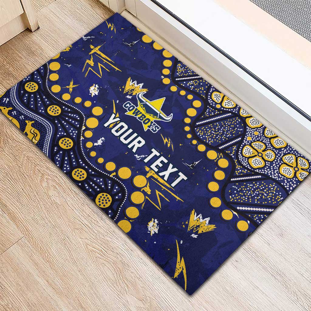 Personalized North Queensland Cowboys Rubber Doormat Aboriginal Pattern with Graffiti Style Design