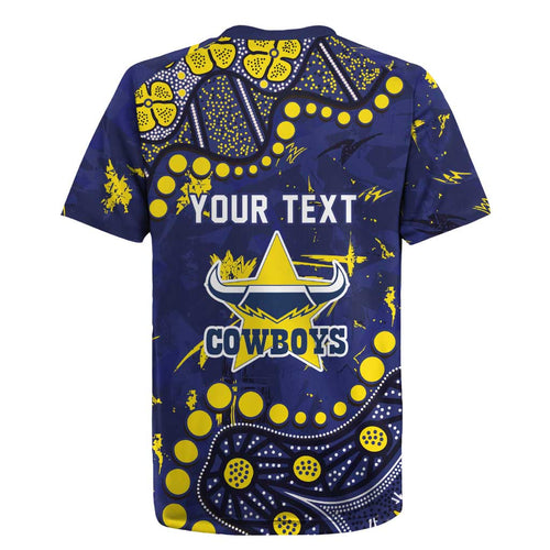 Personalized North Queensland Cowboys Rugby Jersey Aboriginal Pattern with Graffiti Style Design