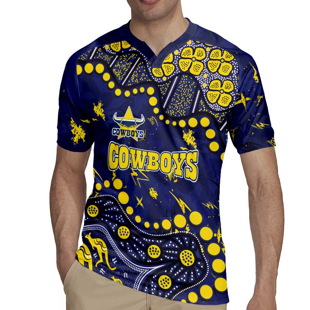 Personalized North Queensland Cowboys Rugby Jersey Aboriginal Pattern with Graffiti Style Design