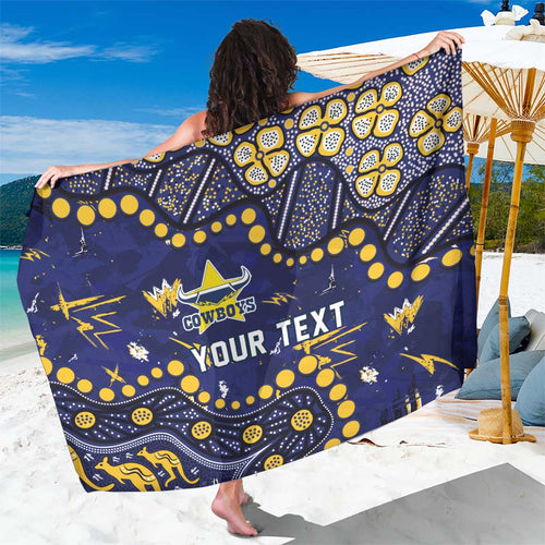 Personalized North Queensland Cowboys Sarong Aboriginal Pattern with Graffiti Style Design