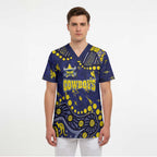 Personalized North Queensland Cowboys Scrub Top Aboriginal Pattern with Graffiti Style Design