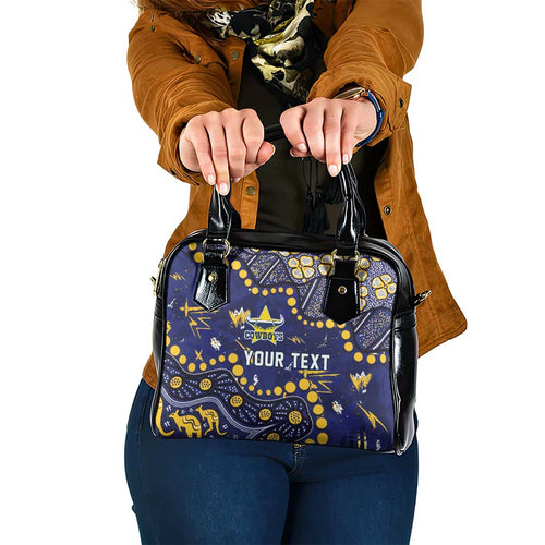 Personalized North Queensland Cowboys Shoulder Handbag Aboriginal Pattern with Graffiti Style Design