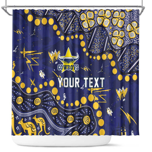 Personalized North Queensland Cowboys Shower Curtain Aboriginal Pattern with Graffiti Style Design