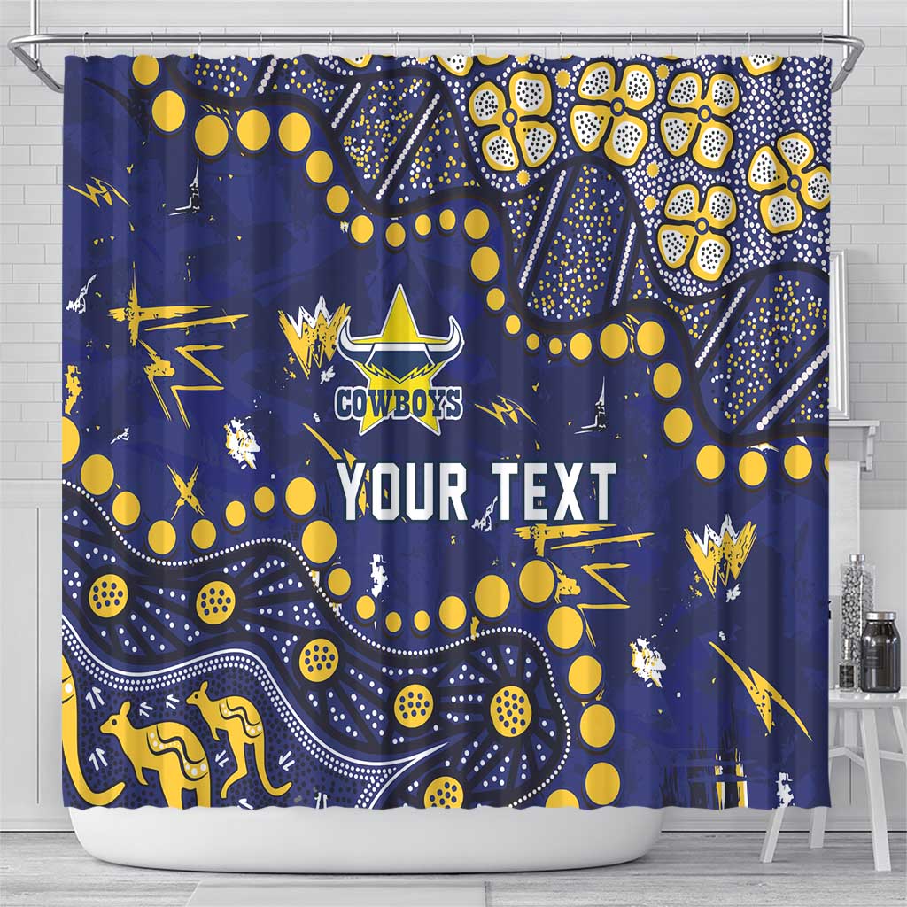 Personalized North Queensland Cowboys Shower Curtain Aboriginal Pattern with Graffiti Style Design