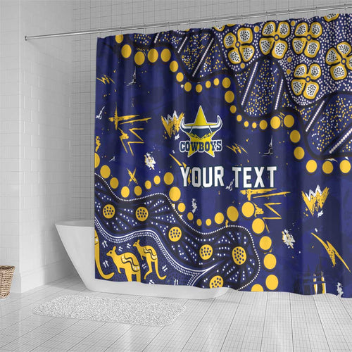 Personalized North Queensland Cowboys Shower Curtain Aboriginal Pattern with Graffiti Style Design