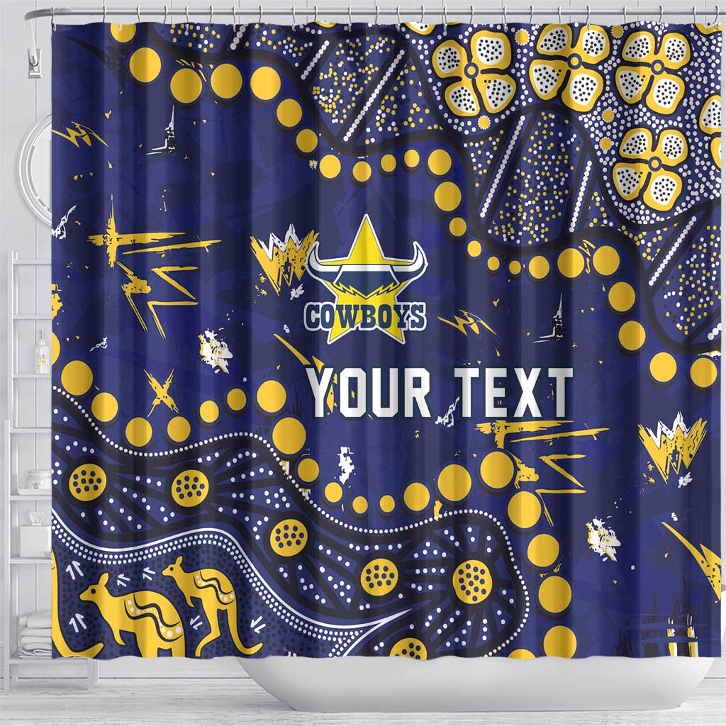 Personalized North Queensland Cowboys Shower Curtain Aboriginal Pattern with Graffiti Style Design