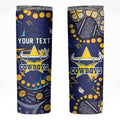 Personalized North Queensland Cowboys Skinny Tumbler Aboriginal Pattern with Graffiti Style Design