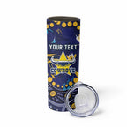 Personalized North Queensland Cowboys Skinny Tumbler Aboriginal Pattern with Graffiti Style Design
