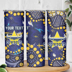 Personalized North Queensland Cowboys Skinny Tumbler Aboriginal Pattern with Graffiti Style Design