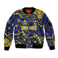 Personalized North Queensland Cowboys Sleeve Zip Bomber Jacket Aboriginal Pattern with Graffiti Style Design