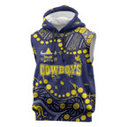 Personalized North Queensland Cowboys Sleeveless Hoodie Aboriginal Pattern with Graffiti Style Design
