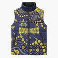 Personalized North Queensland Cowboys Sleeveless Puffer Jacket Aboriginal Pattern with Graffiti Style Design