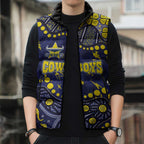Personalized North Queensland Cowboys Sleeveless Puffer Jacket Aboriginal Pattern with Graffiti Style Design