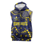 Personalized North Queensland Cowboys Sleeveless Zip Hoodie Aboriginal Pattern with Graffiti Style Design