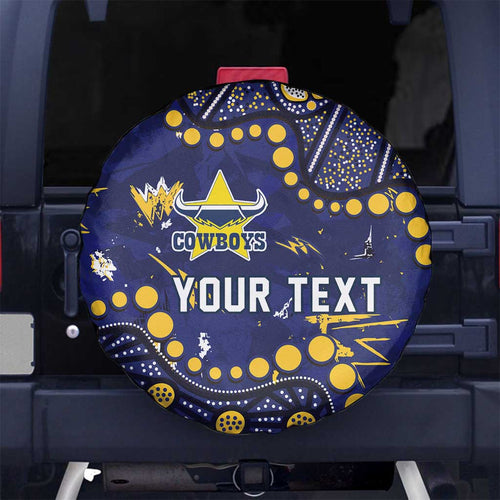 Personalized North Queensland Cowboys Spare Tire Cover Aboriginal Pattern with Graffiti Style Design