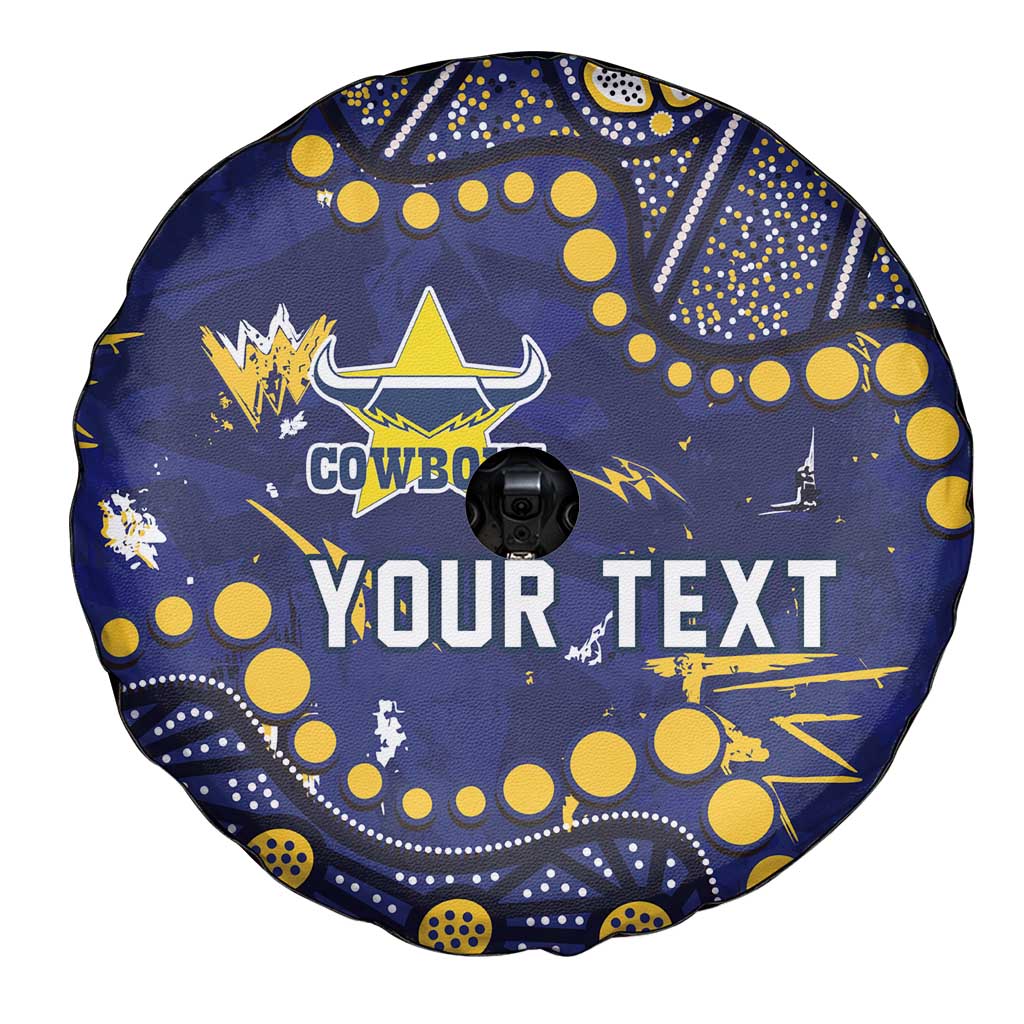 Personalized North Queensland Cowboys Spare Tire Cover Aboriginal Pattern with Graffiti Style Design