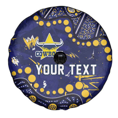 Personalized North Queensland Cowboys Spare Tire Cover Aboriginal Pattern with Graffiti Style Design