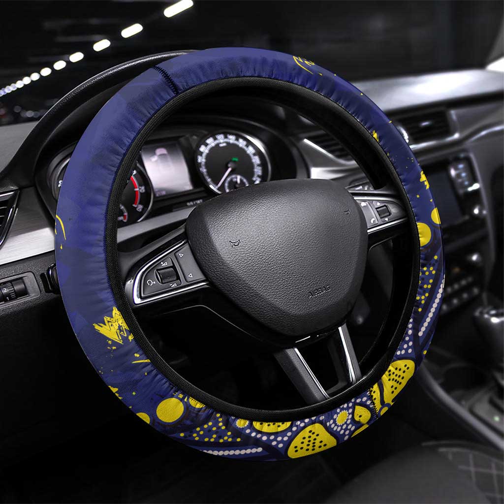 North Queensland Cowboys Steering Wheel Cover Aboriginal Pattern with Graffiti Style Design