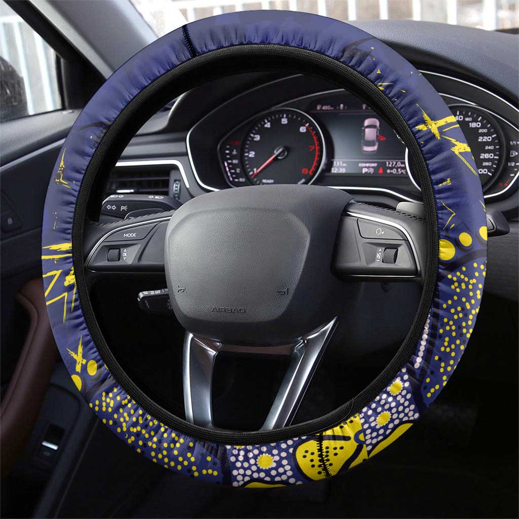 North Queensland Cowboys Steering Wheel Cover Aboriginal Pattern with Graffiti Style Design