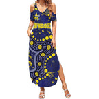 Personalized North Queensland Cowboys Summer Maxi Dress Aboriginal Pattern with Graffiti Style Design