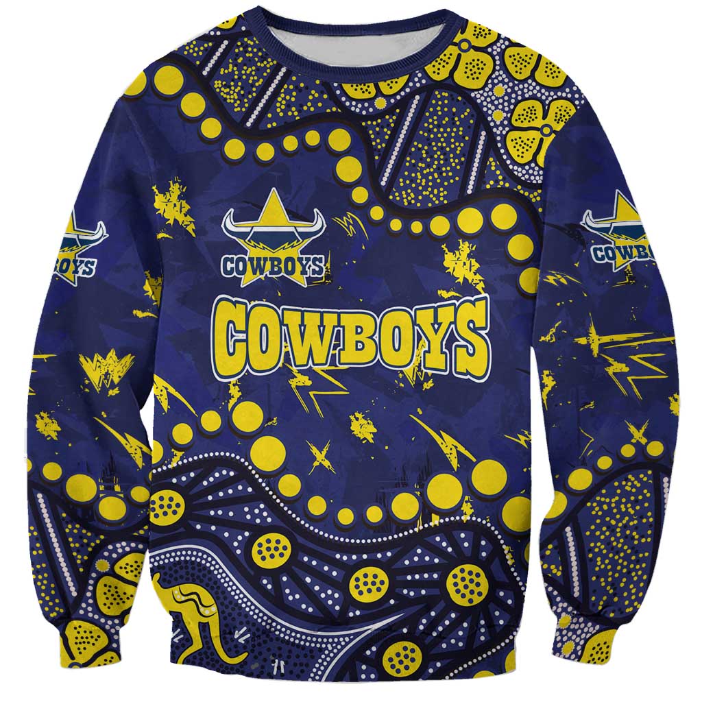 Personalized North Queensland Cowboys Sweatshirt Aboriginal Pattern with Graffiti Style Design