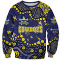 Personalized North Queensland Cowboys Sweatshirt Aboriginal Pattern with Graffiti Style Design
