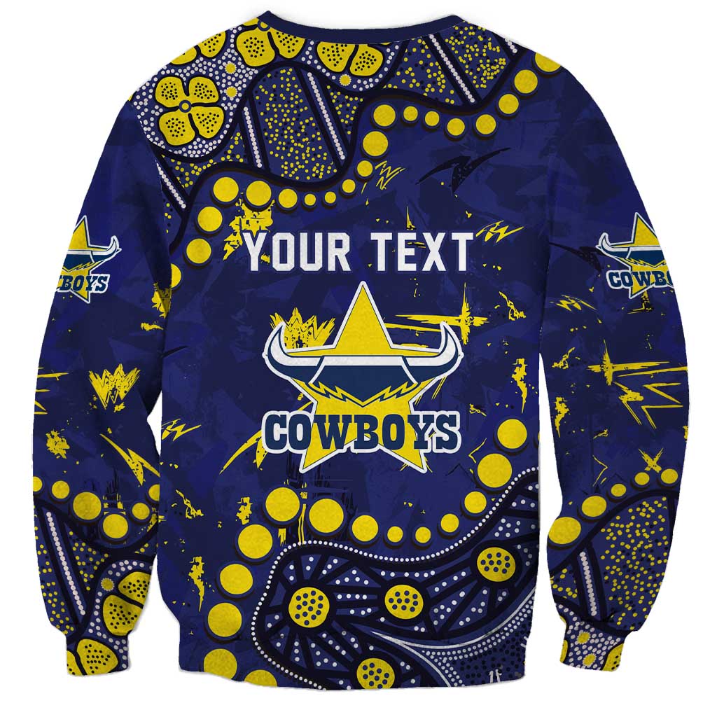 Personalized North Queensland Cowboys Sweatshirt Aboriginal Pattern with Graffiti Style Design