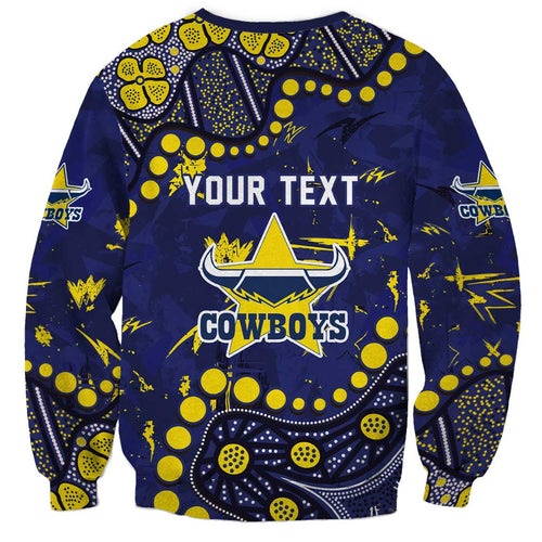 Personalized North Queensland Cowboys Sweatshirt Aboriginal Pattern with Graffiti Style Design