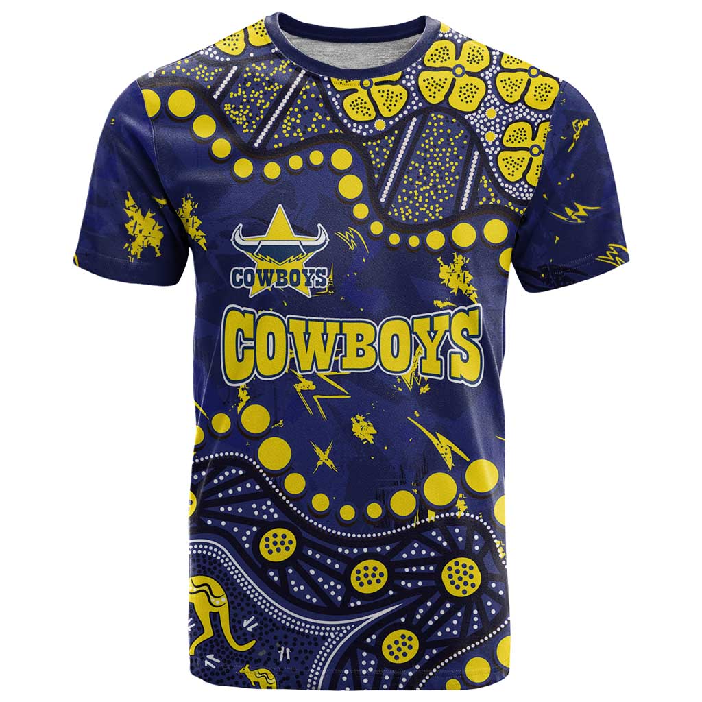 Personalized North Queensland Cowboys T Shirt Aboriginal Pattern with Graffiti Style Design