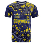 Personalized North Queensland Cowboys T Shirt Aboriginal Pattern with Graffiti Style Design