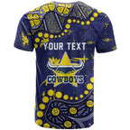 Personalized North Queensland Cowboys T Shirt Aboriginal Pattern with Graffiti Style Design