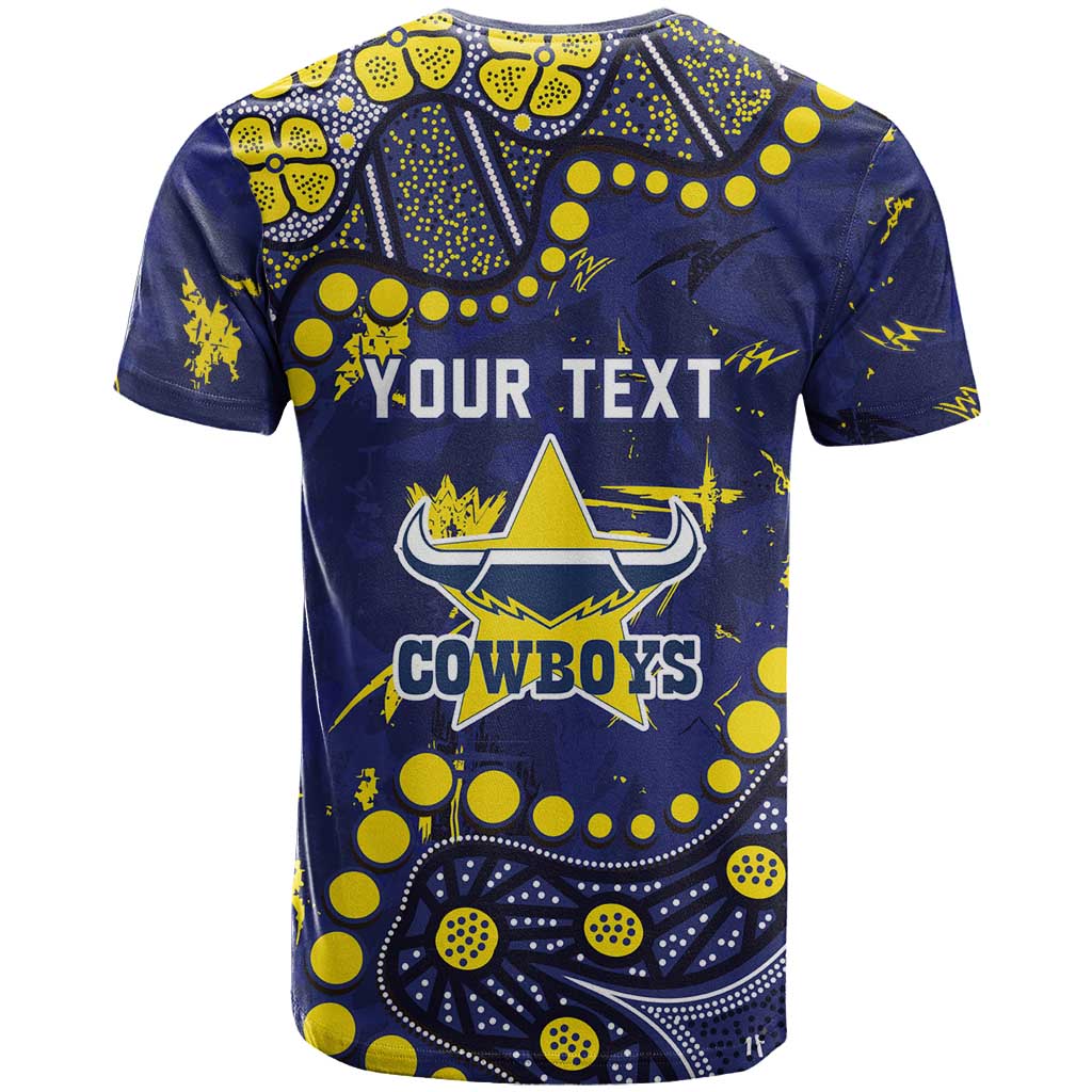 Personalized North Queensland Cowboys T Shirt Aboriginal Pattern with Graffiti Style Design