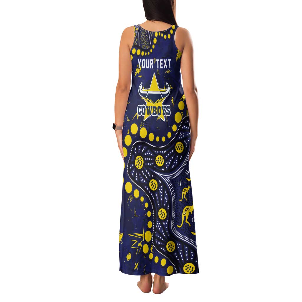 Personalized North Queensland Cowboys Tank Maxi Dress Aboriginal Pattern with Graffiti Style Design