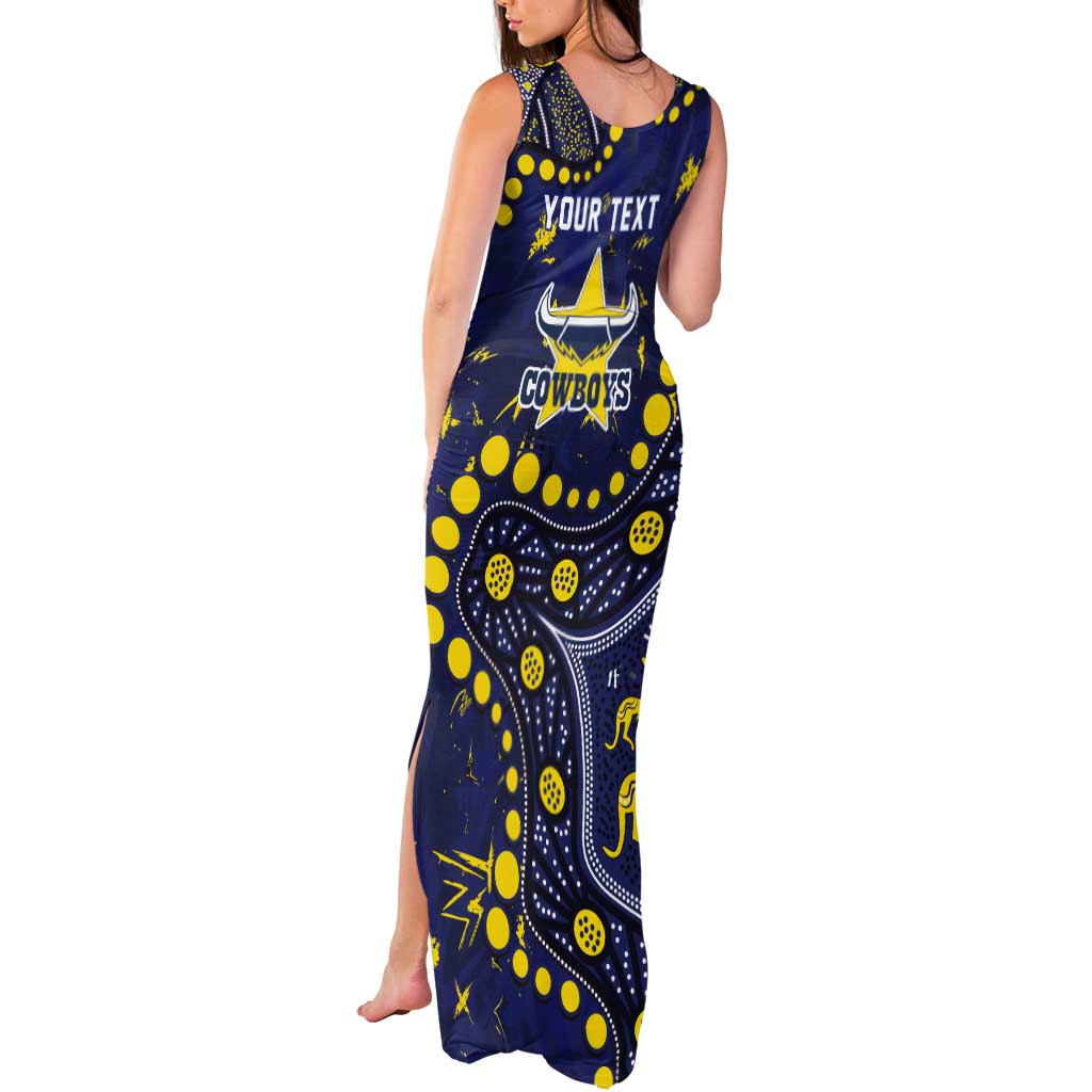 Personalized North Queensland Cowboys Tank Maxi Dress Aboriginal Pattern with Graffiti Style Design