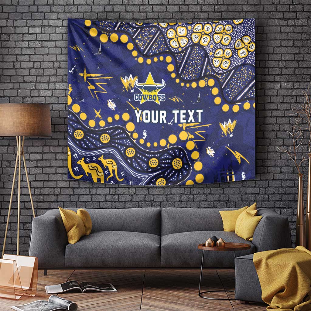 Personalized North Queensland Cowboys Tapestry Aboriginal Pattern with Graffiti Style Design