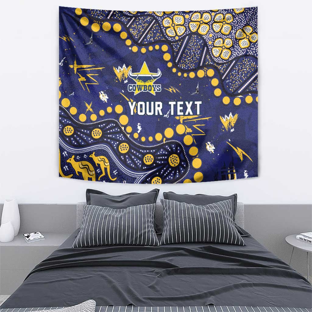 Personalized North Queensland Cowboys Tapestry Aboriginal Pattern with Graffiti Style Design