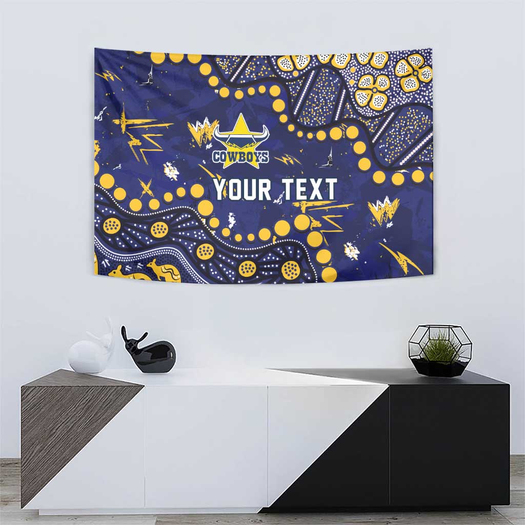 Personalized North Queensland Cowboys Tapestry Aboriginal Pattern with Graffiti Style Design