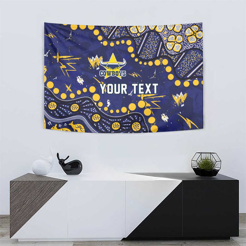Personalized North Queensland Cowboys Tapestry Aboriginal Pattern with Graffiti Style Design