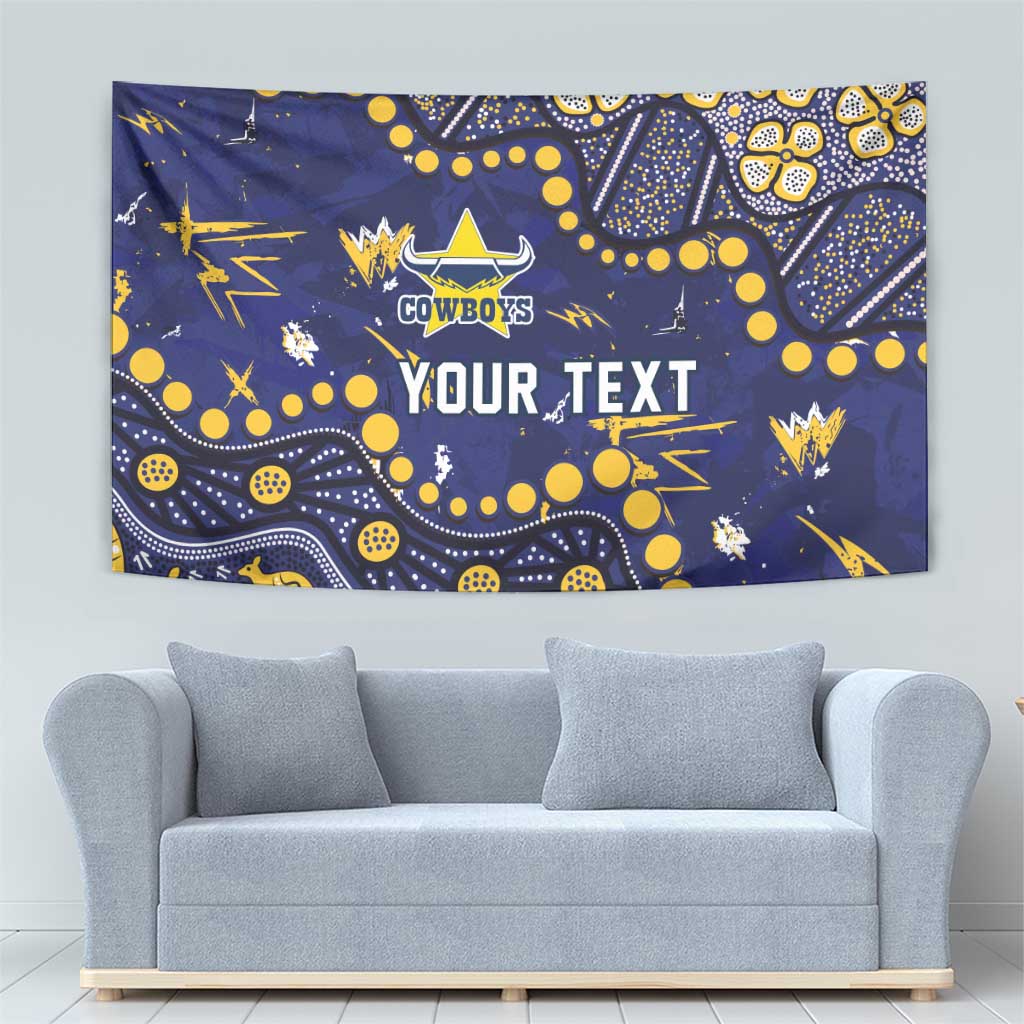 Personalized North Queensland Cowboys Tapestry Aboriginal Pattern with Graffiti Style Design