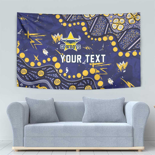 Personalized North Queensland Cowboys Tapestry Aboriginal Pattern with Graffiti Style Design