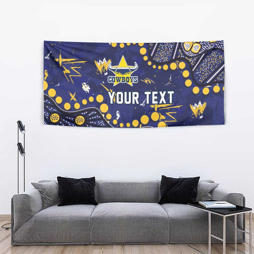 Personalized North Queensland Cowboys Tapestry Aboriginal Pattern with Graffiti Style Design