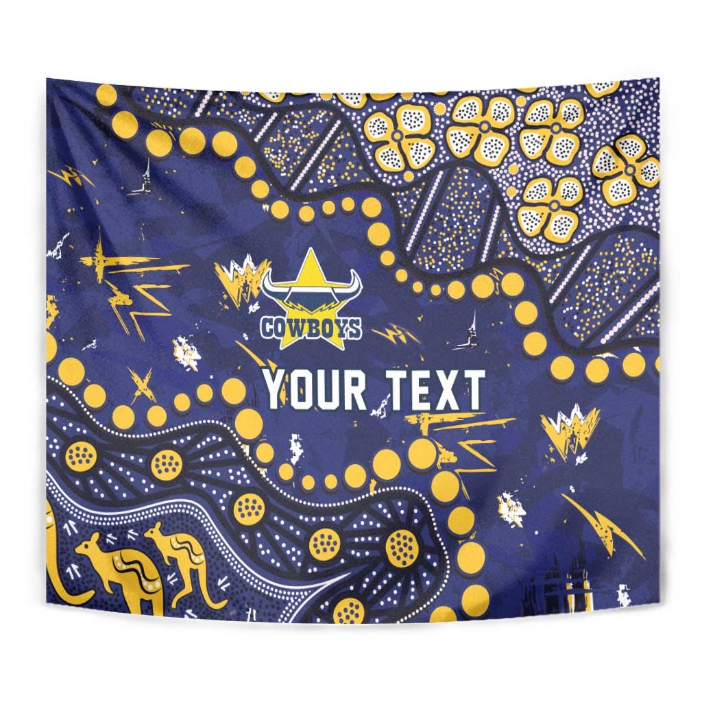 Personalized North Queensland Cowboys Tapestry Aboriginal Pattern with Graffiti Style Design