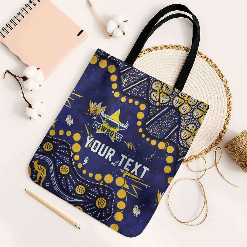 Personalized North Queensland Cowboys Tote Bag Aboriginal Pattern with Graffiti Style Design