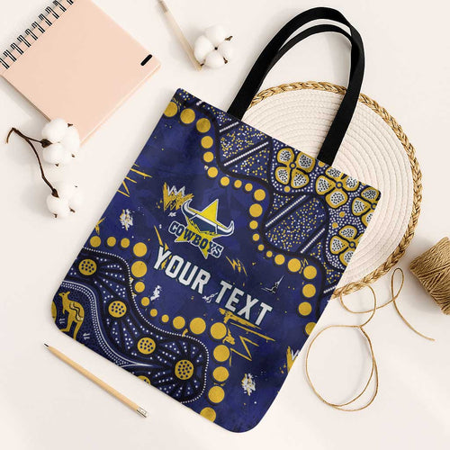 Personalized North Queensland Cowboys Tote Bag Aboriginal Pattern with Graffiti Style Design