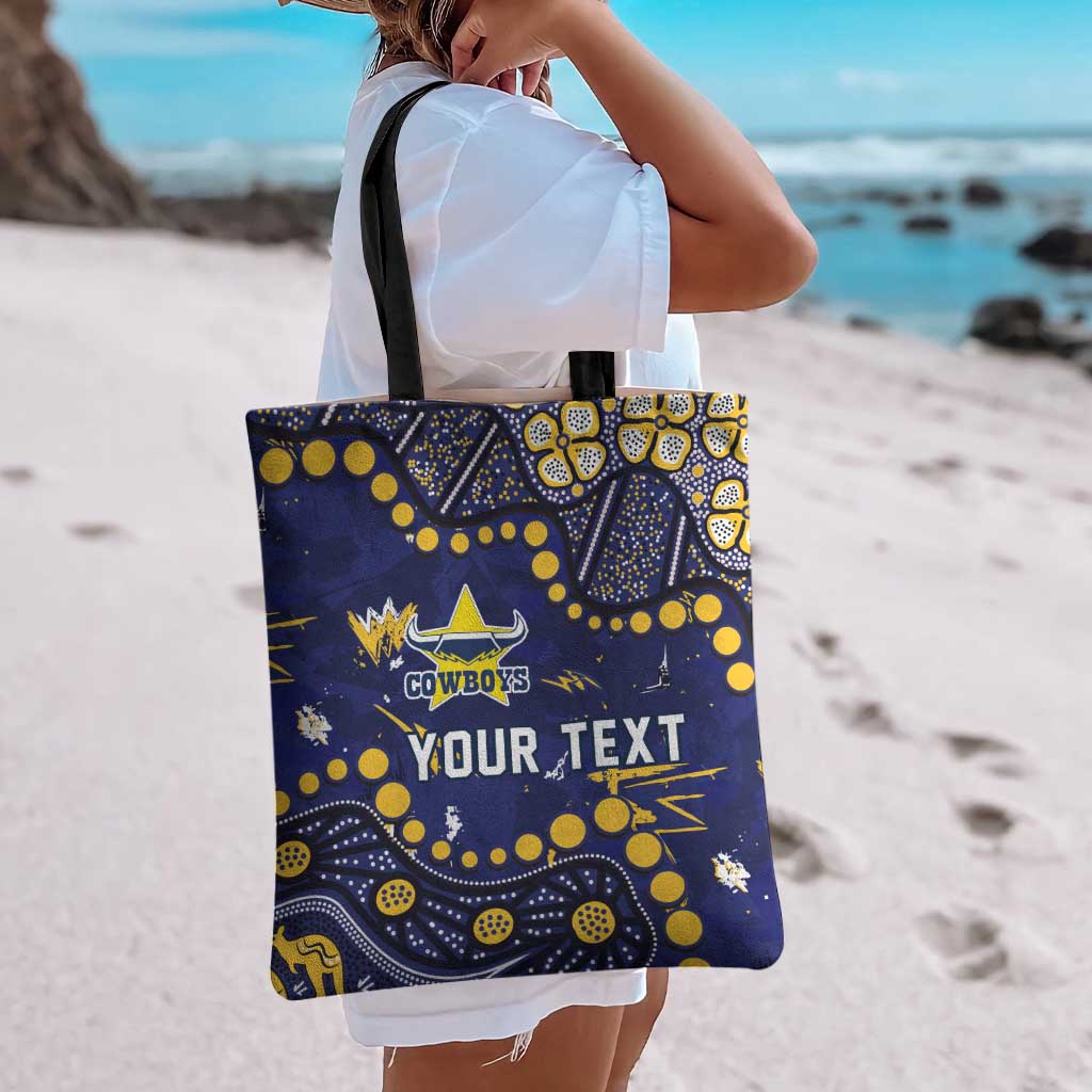 Personalized North Queensland Cowboys Tote Bag Aboriginal Pattern with Graffiti Style Design